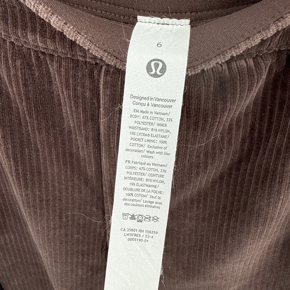 Lululemon Womens 2-Piece Brown Corduroy Track Suit Set Size 8 & 6 Athleisure - Picture 10 of 14